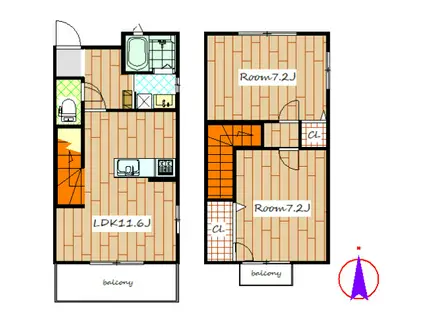 サニーコート石原(2LDK/2階)の間取り写真