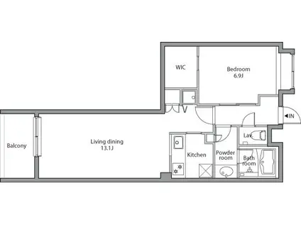 レジディア祐天寺(1LDK/6階)の間取り写真