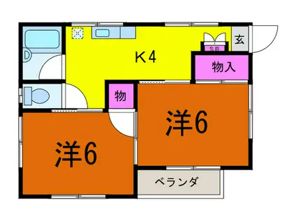 ワコーコーポ(2K/2階)の間取り写真
