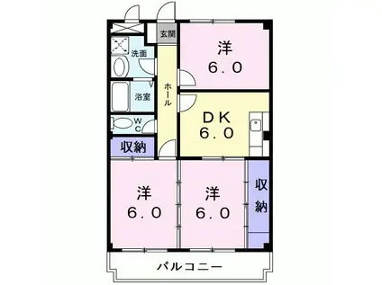 ニューマリッチ吉沢C(3DK/3階)の間取り写真