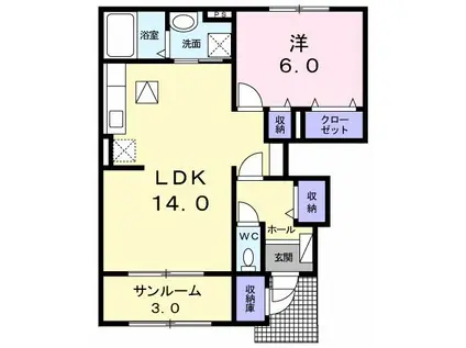 ヴィラ・デュークスI(1LDK/1階)の間取り写真