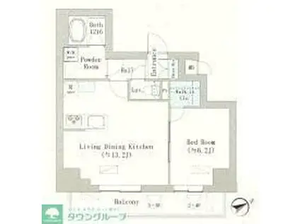 グレースティリア(1LDK/2階)の間取り写真