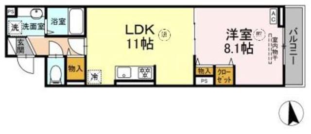 グラナーデ東日暮里(1LDK/2階)の間取り写真