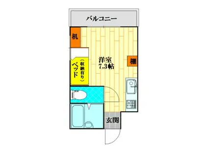 ネットビル3(ワンルーム/2階)の間取り写真