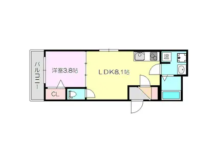 F ASECIA SUREAU(1LDK/1階)の間取り写真