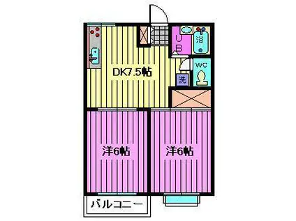 フレシール(2DK/1階)の間取り写真