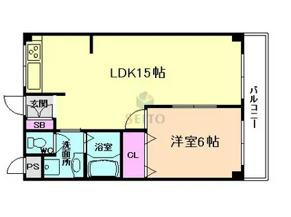 パステルハイツ(1LDK/3階)の間取り写真