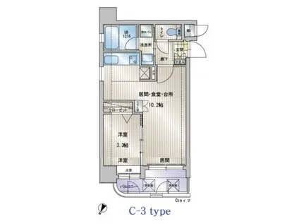 アクタス天神セントラルタワー(1LDK/9階)の間取り写真