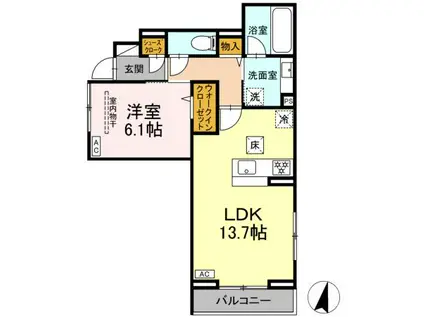 コンフォルタ(1LDK/1階)の間取り写真