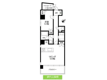 COCOSPACE麻布十番(1LDK/7階)の間取り写真
