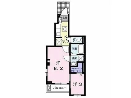 アムール2(2K/1階)の間取り写真