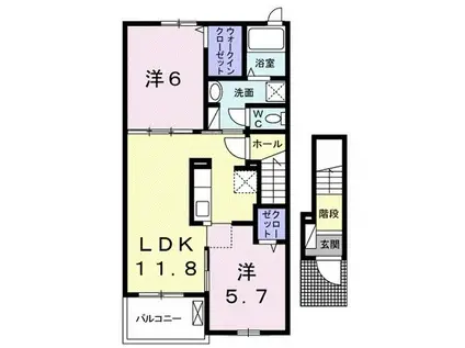 アリエッタ小塚山 II(2LDK/2階)の間取り写真