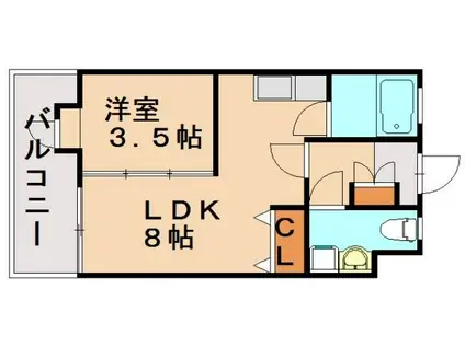 メイワコンチネンタル(1LDK/5階)の間取り写真