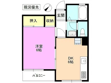 ライフメイト蟻ヶ崎(1DK/2階)の間取り写真