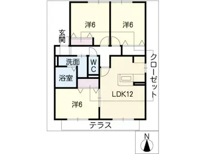 ベルドミール(3LDK/1階)の間取り写真