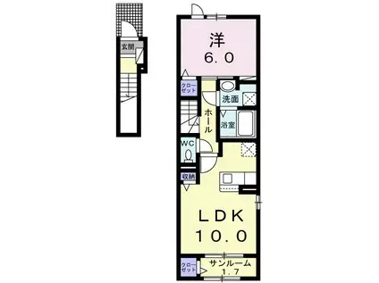 ラッフィナートIV(1LDK/2階)の間取り写真