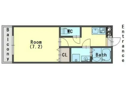 ジーメゾン八千代大和田(1K/1階)の間取り写真