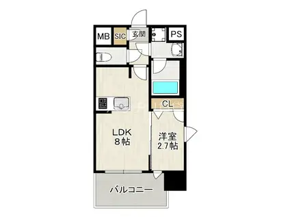 ブランシエスタ千早RJR(1LDK/3階)の間取り写真