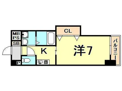 エレナ西宮北口(1K/3階)の間取り写真