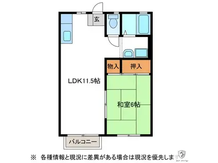 ベルハウス(1LDK/1階)の間取り写真