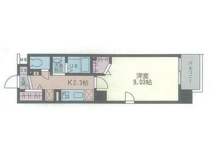 ハーモニア城東(1K/9階)の間取り写真