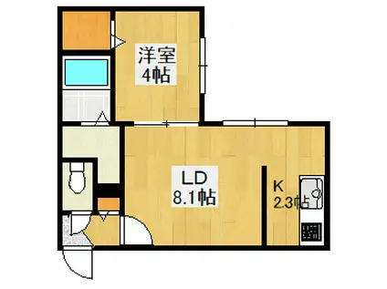 スカイリヴェール(1LDK/2階)の間取り写真