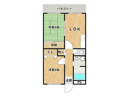 ラフィーネ井上(2LDK/2階)の間取り写真