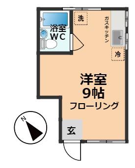 ハイツ藤栄(ワンルーム/2階)の間取り写真