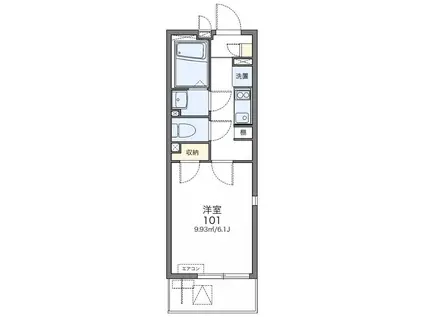 レオネクストポルト ボヌール(1K/2階)の間取り写真