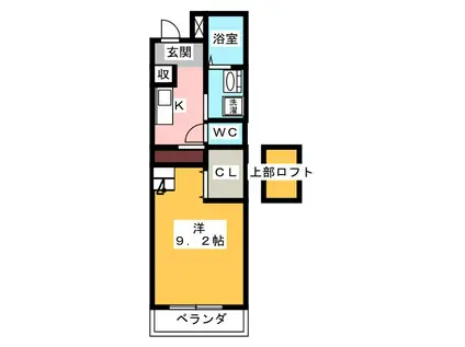 川辺町コンフォート(1K/5階)の間取り写真