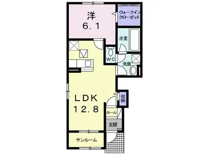 ハウオリ I(1LDK/1階)の間取り写真