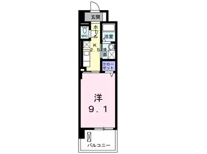 パークレジデンス小山(1K/2階)の間取り写真