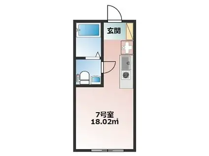 ベース上和田(ワンルーム/1階)の間取り写真