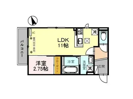 エアリアル(1LDK/1階)の間取り写真