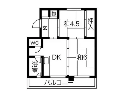 パークヒルズ真々地I(2DK/2階)の間取り写真