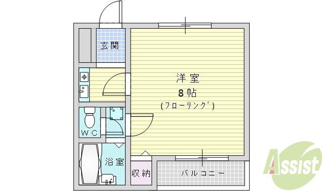 フォレストヴィラ(1K/1階)の間取り写真