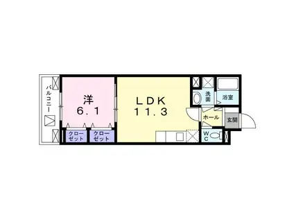 ファミーユ(1LDK/5階)の間取り写真
