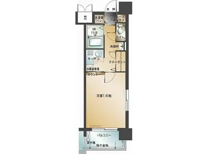 エンクレスト天神II(1K/11階)の間取り写真