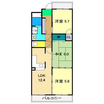 パールリバー(3LDK/2階)の間取り写真