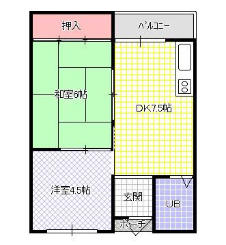 ロイヤルハイツ寝屋川(2DK/1階)の間取り写真