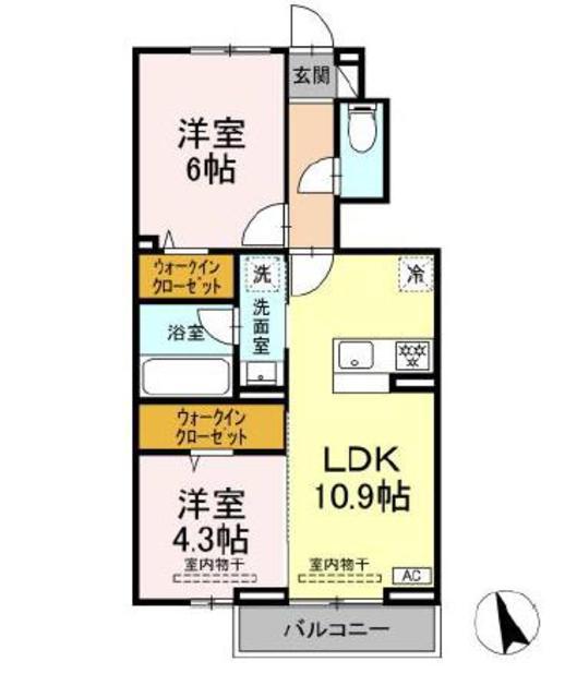 ラルブルボヌ―ル(2LDK/1階)の間取り写真