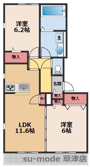 メゾン・ドゥ・フォレ(2LDK/3階)の間取り写真