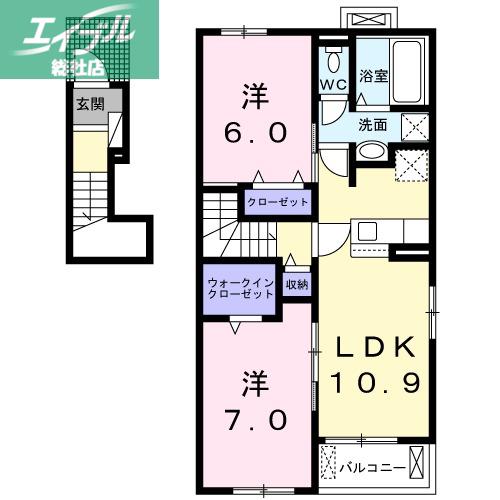 メゾンド・シエル(2LDK/2階)の間取り写真