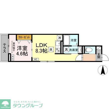 セレスティア谷在家II(1LDK/1階)の間取り写真