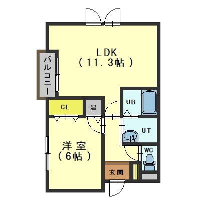 ハイツあかり(1LDK/1階)の間取り写真