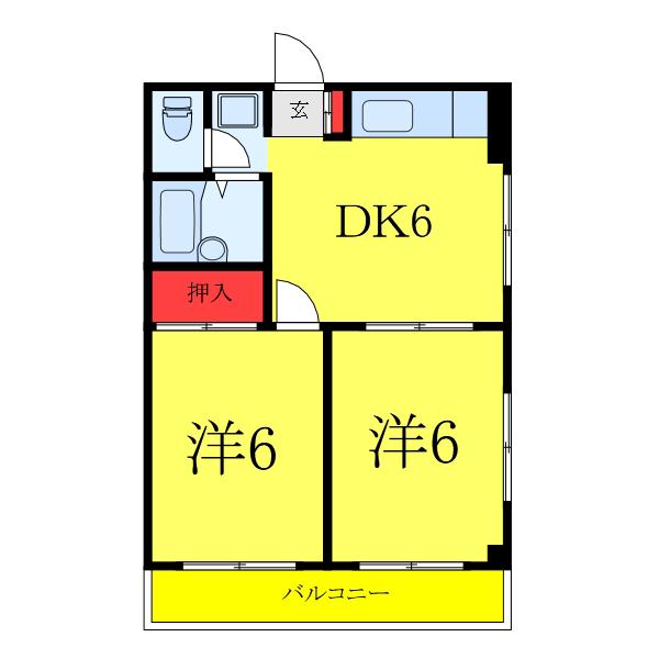 大成マンション(2DK/3階)の間取り写真
