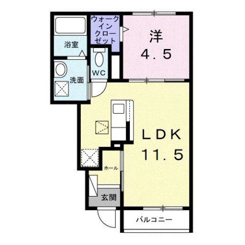 エトワール ブランシュ(1LDK/1階)の間取り写真