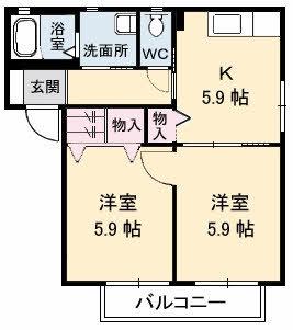 マイ スクエアー住吉(2K/1階)の間取り写真