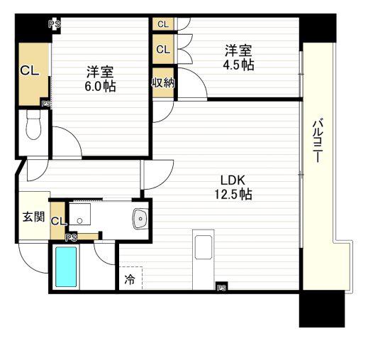 STANDZ四天王寺前夕陽丘(2LDK/3階)の間取り写真