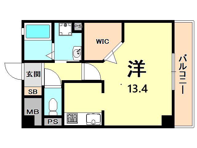 グランハイム夙川(ワンルーム/3階)の間取り写真